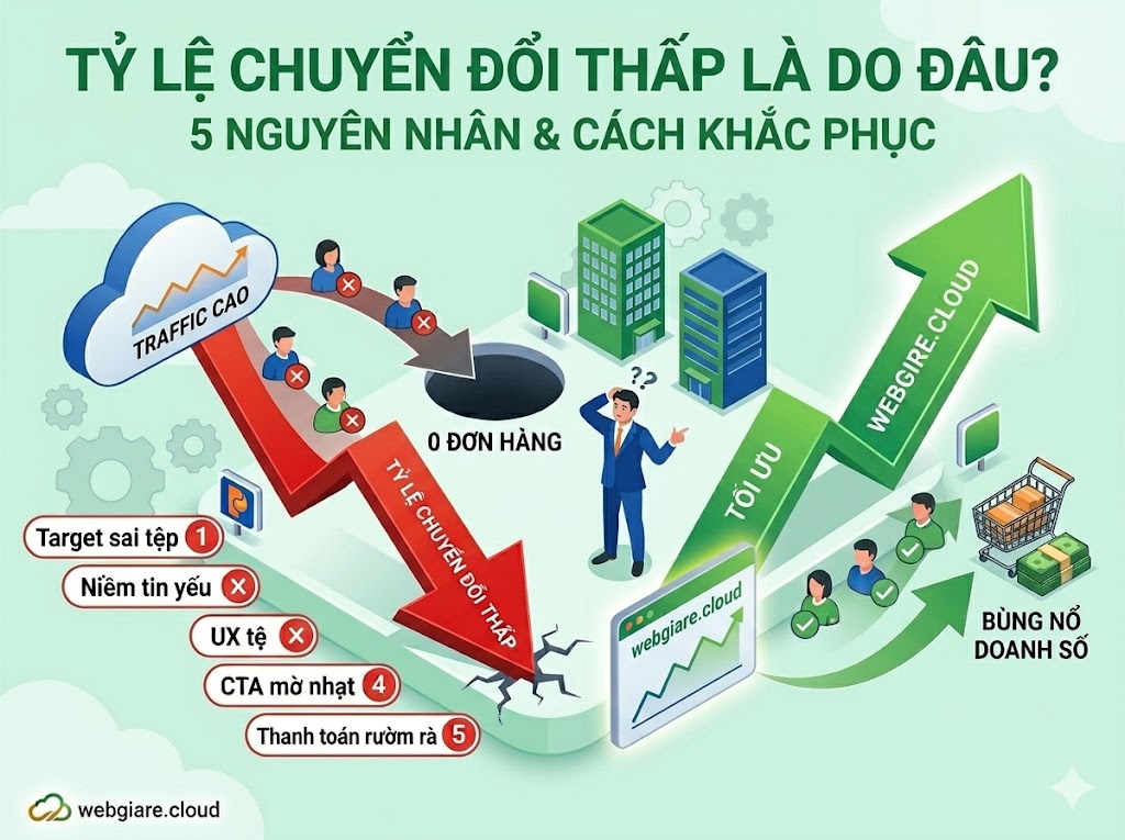 Tỷ lệ chuyển đổi website thấp là do đâu? 5 nguyên nhân và giải pháp khắc phục
