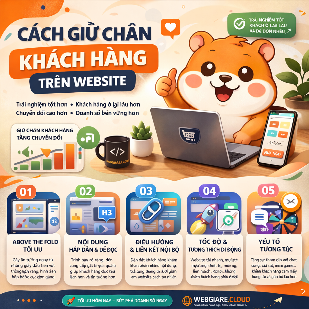 Làm sao để website giữ chân khách hàng? 5 Bí quyết tăng tỷ lệ On-site 2026