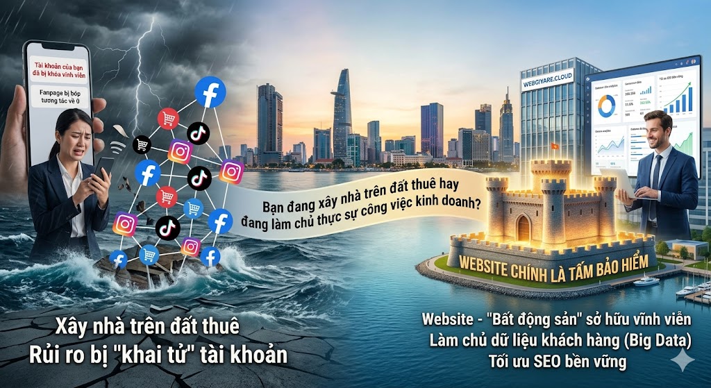Đừng để "sập sàn" quét sạch doanh thu! Tại sao sở hữu Website riêng là bảo hiểm duy nhất cho túi tiền của bạn?